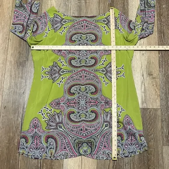 Soft Surroundings 100% Silk Shift Tunic Dress Women 2X Boho Chic Paisley 60s Mod - Picture 6 of 6